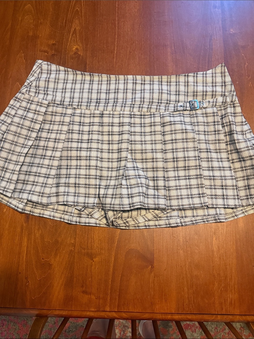 Madden NYC Tan & Brown Plaid Pleated Mini Skirt Skort Shorts XL School Academia